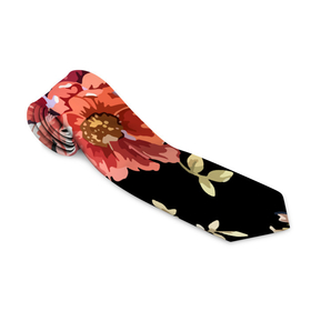 Галстук 3D с принтом Розы в летней ночи   Fashion trend в Тюмени, 100% полиэстер | Длина 148 см; Плотность 150-180 г/м2 | bouquet | fashion | flower | leaf | night | rose | букет | лист | мода | ночь | роза | цветок