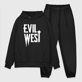 Мужской костюм хлопок OVERSIZE с принтом Evil west logo в Рязани,  |  | Тематика изображения на принте: evil west | game | games | witchfire | адский запад | ивел вэст | игра | игры