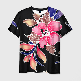 Мужская футболка 3D с принтом Сон в летнюю ночь   Beautiful flower в Санкт-Петербурге, 100% полиэфир | прямой крой, круглый вырез горловины, длина до линии бедер | fashion | flower | leaf | night | summer | лето | лист | мода | ночь | цветок