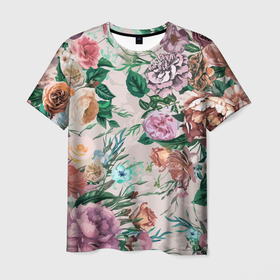 Мужская футболка 3D с принтом Color floral pattern   Expressionism   Summer , 100% полиэфир | прямой крой, круглый вырез горловины, длина до линии бедер | expression | fashion | flowers | pattern | rose | summer | лето | мода | паттерн | роза | цветы | экспрессия
