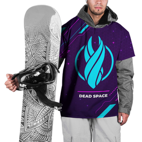 Накидка на куртку 3D с принтом Символ Dead Space в неоновых цветах на темном фоне в Екатеринбурге, 100% полиэстер |  | dead | dead space | logo | neon | space | дед | игра | игры | лого | логотип | неон | символ | спейс