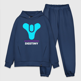 Мужской костюм хлопок OVERSIZE с принтом Символ Destiny в неоновых цветах в Курске,  |  | destiny | logo | neon | дестини | игра | игры | лого | логотип | неон | символ