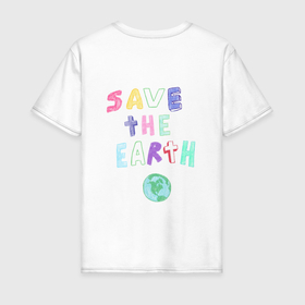 Мужская футболка хлопок с принтом Save the earth эко дизайн  карандашом в Санкт-Петербурге, 100% хлопок | прямой крой, круглый вырез горловины, длина до линии бедер, слегка спущенное плечо. | earth | planet | save earth | детский рисунок | земля | карандаш | планета | рисунок карандашом | сохранение природы | эко | эко дизайн