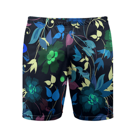 Мужские шорты спортивные с принтом Color summer night   Floral pattern ,  |  | color | fashion | flowers | night | pattern | summer | мода | ночь | узор | цвет | цветы