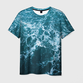 Мужская футболка 3D с принтом Blue ocean в Кировске, 100% полиэфир | прямой крой, круглый вырез горловины, длина до линии бедер | ocean | summer | вода | лето | море | океан