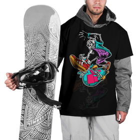 Накидка на куртку 3D с принтом Панда на скейте в Екатеринбурге, 100% полиэстер |  | отражение | панда | скейт | скейт спорт | скейтборд