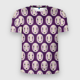 Мужская футболка 3D Slim с принтом Kaonashi Faces в Курске, 100% полиэстер с улучшенными характеристиками | приталенный силуэт, круглая горловина, широкие плечи, сужается к линии бедра | аниме | божество | дух | лица | маски | хаяо миядзаки