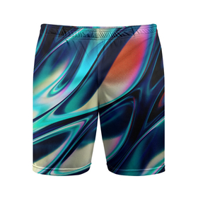 Мужские шорты спортивные с принтом Abstract Wave в Екатеринбурге,  |  | абстракция | волны | жидкость | краска | красочная | линии | разноцветная | смешение цветов | яркая