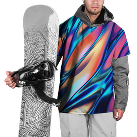 Накидка на куртку 3D с принтом Colorful flow в Тюмени, 100% полиэстер |  | абстракция | волны | жидкость | краска | красочная | линии | разноцветная | смешение цветов | яркая