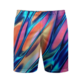 Мужские шорты спортивные с принтом Colorful flow ,  |  | абстракция | волны | жидкость | краска | красочная | линии | разноцветная | смешение цветов | яркая