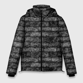Мужская зимняя куртка 3D с принтом Стена из черного кирпича Лофт в Тюмени, верх — 100% полиэстер; подкладка — 100% полиэстер; утеплитель — 100% полиэстер | длина ниже бедра, свободный силуэт Оверсайз. Есть воротник-стойка, отстегивающийся капюшон и ветрозащитная планка. 

Боковые карманы с листочкой на кнопках и внутренний карман на молнии. | black | loft | геометрический узор | каменный | кирпичный | лофт | текстура камня | черный