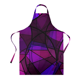Фартук 3D с принтом Абстрактный в пурпурных тонах узор в Курске, 100% полиэстер | общий размер — 65 х 85 см, ширина нагрудника — 26 см, горловина — 53 см, длина завязок — 54 см, общий обхват в поясе — 173 см. Принт на завязках и на горловине наносится с двух сторон, на основной части фартука — только с внешней стороны | abstraction | purple | абстрактный узор | круги | пурпурный | современный | фиолетовый