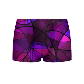 Мужские трусы 3D с принтом Абстрактный в пурпурных тонах узор , 50% хлопок, 50% полиэстер | классическая посадка, на поясе мягкая тканевая резинка | Тематика изображения на принте: abstraction | purple | абстрактный узор | круги | пурпурный | современный | фиолетовый