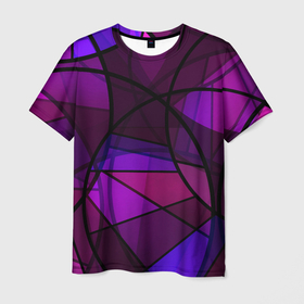 Мужская футболка 3D с принтом Абстрактный в пурпурных тонах узор в Тюмени, 100% полиэфир | прямой крой, круглый вырез горловины, длина до линии бедер | Тематика изображения на принте: abstraction | purple | абстрактный узор | круги | пурпурный | современный | фиолетовый