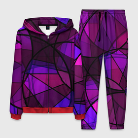 Мужской костюм 3D с принтом Абстрактный в пурпурных тонах узор в Тюмени, 100% полиэстер | Манжеты и пояс оформлены тканевой резинкой, двухслойный капюшон со шнурком для регулировки, карманы спереди | Тематика изображения на принте: abstraction | purple | абстрактный узор | круги | пурпурный | современный | фиолетовый