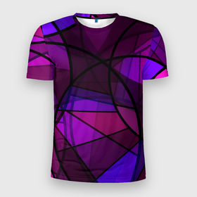 Мужская футболка 3D Slim с принтом Абстрактный в пурпурных тонах узор в Тюмени, 100% полиэстер с улучшенными характеристиками | приталенный силуэт, круглая горловина, широкие плечи, сужается к линии бедра | Тематика изображения на принте: abstraction | purple | абстрактный узор | круги | пурпурный | современный | фиолетовый