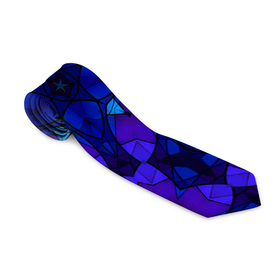 Галстук 3D с принтом Калейдоскоп  геометрический сине фиолетовый узор в Петрозаводске, 100% полиэстер | Длина 148 см; Плотность 150-180 г/м2 | blue | geometric pattern | геометрический узор | неоновый | синий | фиолетовый
