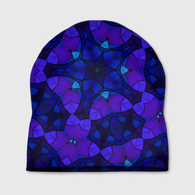 Шапка 3D с принтом Калейдоскоп  геометрический сине фиолетовый узор в Курске, 100% полиэстер | универсальный размер, печать по всей поверхности изделия | blue | geometric pattern | геометрический узор | неоновый | синий | фиолетовый
