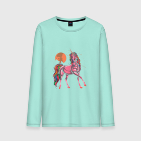 Мужской лонгслив хлопок с принтом UNICORN HORSE в Петрозаводске, 100% хлопок |  | волшебный | животное | забавный | звезды | красочный | лошадь | миф | радуга | рог | розовый | фантазия | цветной