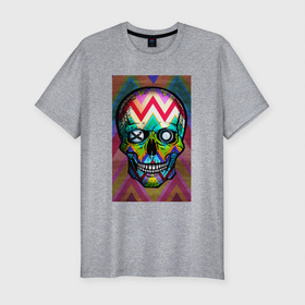 Мужская футболка хлопок Slim с принтом xo skull в Петрозаводске, 92% хлопок, 8% лайкра | приталенный силуэт, круглый вырез ворота, длина до линии бедра, короткий рукав | Тематика изображения на принте: skull | xo | красный | рисунок | цветной | череп