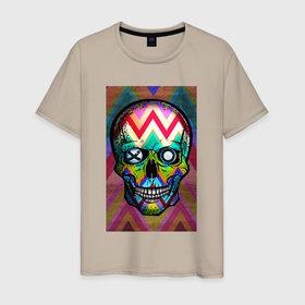 Мужская футболка хлопок с принтом xo skull в Курске, 100% хлопок | прямой крой, круглый вырез горловины, длина до линии бедер, слегка спущенное плечо. | skull | xo | красный | рисунок | цветной | череп