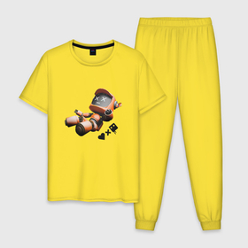 Мужская пижама хлопок с принтом Падающий робот с логотипом в Петрозаводске, 100% хлопок | брюки и футболка прямого кроя, без карманов, на брюках мягкая резинка на поясе и по низу штанин
 | ldr | pop art | robots