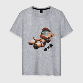 Мужская футболка хлопок с принтом Падающий робот с логотипом , 100% хлопок | прямой крой, круглый вырез горловины, длина до линии бедер, слегка спущенное плечо. | ldr | pop art | robots