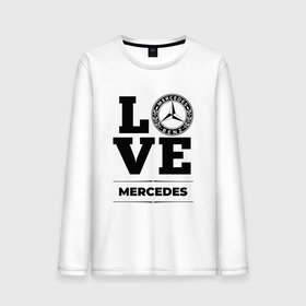 Мужской лонгслив хлопок с принтом Merсedes Love Classic в Тюмени, 100% хлопок |  | auto | brand | logo | love | merсedes | symbol | авто | бренд | лого | мерин | мерс | мерседес | символ