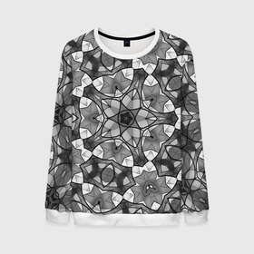Мужской свитшот 3D с принтом Черно белый геометрический мозаичный узор в Санкт-Петербурге, 100% полиэстер с мягким внутренним слоем | круглый вырез горловины, мягкая резинка на манжетах и поясе, свободная посадка по фигуре | Тематика изображения на принте: geometric   pattern | mosaic | геометрический узор | мозаика | серый | черно белый