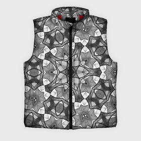 Мужской жилет утепленный 3D с принтом Черно белый геометрический мозаичный узор в Новосибирске,  |  | geometric   pattern | mosaic | геометрический узор | мозаика | серый | черно белый
