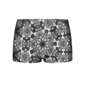 Мужские трусы 3D с принтом Черно белый геометрический мозаичный узор в Кировске, 50% хлопок, 50% полиэстер | классическая посадка, на поясе мягкая тканевая резинка | geometric   pattern | mosaic | геометрический узор | мозаика | серый | черно белый