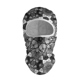 Балаклава 3D с принтом Черно белый геометрический мозаичный узор в Белгороде, 100% полиэстер, ткань с особыми свойствами — Activecool | плотность 150–180 г/м2; хорошо тянется, но при этом сохраняет форму. Закрывает шею, вокруг отверстия для глаз кайма. Единый размер | geometric   pattern | mosaic | геометрический узор | мозаика | серый | черно белый