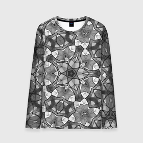 Мужской лонгслив 3D с принтом Черно белый геометрический мозаичный узор в Тюмени, 100% полиэстер | длинные рукава, круглый вырез горловины, полуприлегающий силуэт | geometric   pattern | mosaic | геометрический узор | мозаика | серый | черно белый