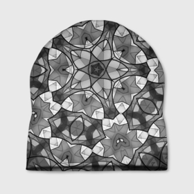 Шапка 3D с принтом Черно белый геометрический мозаичный узор в Санкт-Петербурге, 100% полиэстер | универсальный размер, печать по всей поверхности изделия | geometric   pattern | mosaic | геометрический узор | мозаика | серый | черно белый