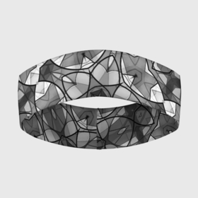 Повязка на голову 3D с принтом Черно белый геометрический мозаичный узор в Новосибирске,  |  | geometric   pattern | mosaic | геометрический узор | мозаика | серый | черно белый
