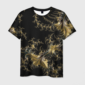 Мужская футболка 3D с принтом Черный с золотым фрактал мини | Абстракция в Белгороде, 100% полиэфир | прямой крой, круглый вырез горловины, длина до линии бедер | абстракция | геометрия | золото | металлик | фрактал | черный
