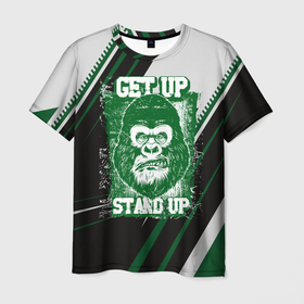 Мужская футболка 3D с принтом Голова злой гориллы в Кировске, 100% полиэфир | прямой крой, круглый вырез горловины, длина до линии бедер | gorilla | голова обезьяны | горилла | злая горилла | обезьяна