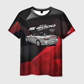 Мужская футболка 3D с принтом Honda  S2000 в Санкт-Петербурге, 100% полиэфир | прямой крой, круглый вырез горловины, длина до линии бедер | honda | honda s2000 | s2000 | автомобиль | гоночная машина | гоночное авто | машина | хонда