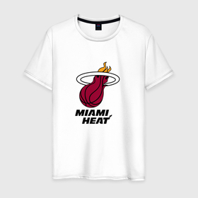 Мужская футболка хлопок с принтом Майами Хит NBA в Кировске, 100% хлопок | прямой крой, круглый вырез горловины, длина до линии бедер, слегка спущенное плечо. | miami heat | nba | баскетбол | майами хит | нба