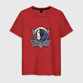Мужская футболка хлопок с принтом Даллас Маверикс NBA в Новосибирске, 100% хлопок | прямой крой, круглый вырез горловины, длина до линии бедер, слегка спущенное плечо. | dallas mavericks | nba | баскетбол | даллас маверикс | нба