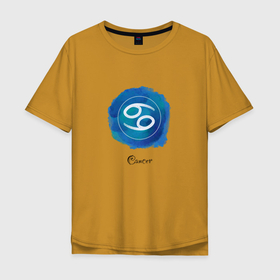 Мужская футболка хлопок Oversize с принтом Рак cancer в Новосибирске, 100% хлопок | свободный крой, круглый ворот, “спинка” длиннее передней части | cancer | знак | знак зодиака | знак зодиака рак | клякса | надпись | рак