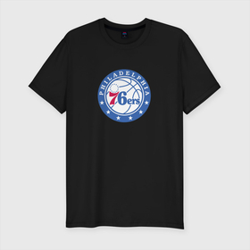 Мужская футболка хлопок Slim с принтом Филадельфия Севенти Сиксерс NBA , 92% хлопок, 8% лайкра | приталенный силуэт, круглый вырез ворота, длина до линии бедра, короткий рукав | nba | philadelphia 76ers | баскетбол | нба | филадельфия севенти сиксерс