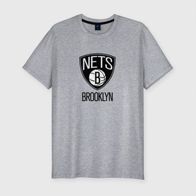 Мужская футболка хлопок Slim с принтом Бруклин Нетс NBA в Кировске, 92% хлопок, 8% лайкра | приталенный силуэт, круглый вырез ворота, длина до линии бедра, короткий рукав | brooklyn nets | nba | баскетбол | бруклин нетс | нба