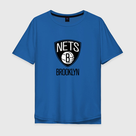 Мужская футболка хлопок Oversize с принтом Бруклин Нетс NBA в Белгороде, 100% хлопок | свободный крой, круглый ворот, “спинка” длиннее передней части | brooklyn nets | nba | баскетбол | бруклин нетс | нба