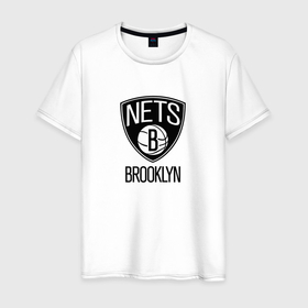Мужская футболка хлопок с принтом Бруклин Нетс NBA в Екатеринбурге, 100% хлопок | прямой крой, круглый вырез горловины, длина до линии бедер, слегка спущенное плечо. | brooklyn nets | nba | баскетбол | бруклин нетс | нба