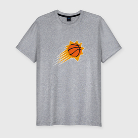 Мужская футболка хлопок Slim с принтом Финикс Санз NBA в Петрозаводске, 92% хлопок, 8% лайкра | приталенный силуэт, круглый вырез ворота, длина до линии бедра, короткий рукав | nba | phoenix suns | баскетбол | нба | финикс санз
