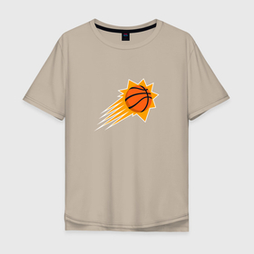 Мужская футболка хлопок Oversize с принтом Финикс Санз NBA , 100% хлопок | свободный крой, круглый ворот, “спинка” длиннее передней части | Тематика изображения на принте: nba | phoenix suns | баскетбол | нба | финикс санз