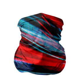 Бандана-труба 3D с принтом Неоновые прерывающиеся линии   Красный и голубой в Новосибирске, 100% полиэстер, ткань с особыми свойствами — Activecool | плотность 150‒180 г/м2; хорошо тянется, но сохраняет форму | abstraction | art | artwork | colorful | colors | neon | surrealism | абстракция | арт | искусство | краски | линии | лучи | неон | разноцветный | сюрреализм | цвета