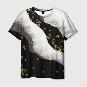 Мужская футболка 3D с принтом JAPAN PATTERN , 100% полиэфир | прямой крой, круглый вырез горловины, длина до линии бедер | без лишнего | дизайн кимоно | кимоно | на каждый день | на лето | узор | узоры | цветок | цветочки | цветы | черно белый паттерн | япония | японские узоры | японский орнамент | японский паттерн
