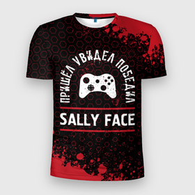 Мужская футболка 3D Slim с принтом Sally Face Пришел, Увидел, Победил в Новосибирске, 100% полиэстер с улучшенными характеристиками | приталенный силуэт, круглая горловина, широкие плечи, сужается к линии бедра | face | logo | paint | sally | sally face | брызги | игра | игры | краска | лого | логотип | победил | салли | символ | фейс